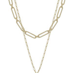 Metal Chain Heart Pendant 2 Layered Necklace