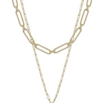 Metal Chain Heart Pendant 2 Layered Necklace