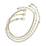 Metal Chain Rhinestone Bracelet 3 Pc Set