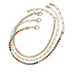Metal Chain Rhinestone Bracelet 3 Pc Set