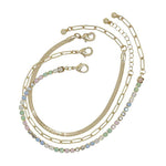 Metal Chain Rhinestone Bracelet 3 Pc Set
