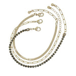 Metal Chain Rhinestone Bracelet 3 Pc Set