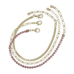 Metal Chain Rhinestone Bracelet 3 Pc Set