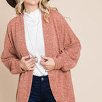 Two Tone Open Front Warm And Cozy Circle Cardigan With Side Pockets