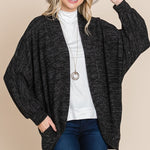 Two Tone Open Front Warm And Cozy Circle Cardigan With Side Pockets