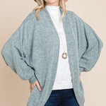 Two Tone Open Front Warm And Cozy Circle Cardigan With Side Pockets