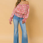 Off Shoulder Neckline Printed Top