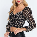 V-neck Floral Print Woven Top