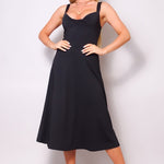 Sleeveless Twist Front A Line Midi Dress