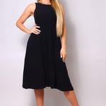 Sleeveless Back Cutout Linen Midi Dress