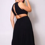 Sleeveless Back Cutout Linen Midi Dress