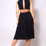 Sleeveless Back Cutout Linen Midi Dress