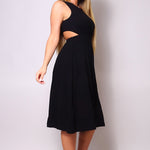 Sleeveless Back Cutout Linen Midi Dress