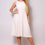 Sleeveless Back Cutout Linen Midi Dress