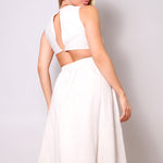 Sleeveless Back Cutout Linen Midi Dress
