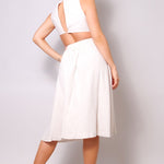 Sleeveless Back Cutout Linen Midi Dress