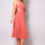 Sleeveless Back Cutout Linen Midi Dress