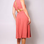 Sleeveless Back Cutout Linen Midi Dress