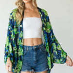 Stripes And Floral Print Lightweight Kimono