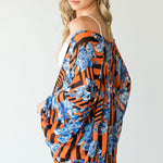 Stripes And Floral Print Lightweight Kimono