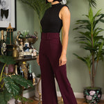 High Waist Pants With Self Fabric Buckle Detail On The Waist