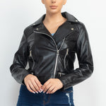 Zippered Notch Lapel Rider Jacket