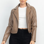 Zippered Notch Lapel Rider Jacket