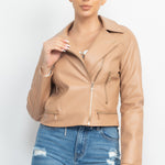 Zippered Notch Lapel Rider Jacket