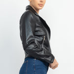Zippered Notch Lapel Rider Jacket