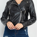 Zippered Notch Lapel Rider Jacket