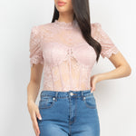 Floral Lace Corset Keyhole Bodysuit