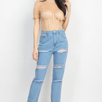 Floral Lace Corset Keyhole Bodysuit