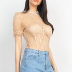 Floral Lace Corset Keyhole Bodysuit