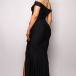 Crossover Front Off Shoulder Side Ruffle Maxi Dress