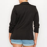 Ruched Sleeves Solid Blazer