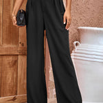 Pleated Detail Straight Leg Pants
