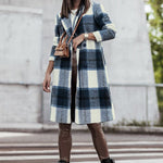 Double Take Full Size Plaid Button Up Lapel Collar Coat