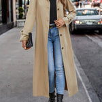 Collared Neck Button Front Trench Coat