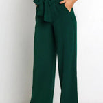 Tie Front Paperbag Wide Leg Pants