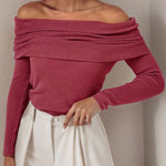 Off-Shoulder Long Sleeve Sweater
