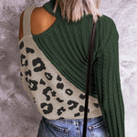 Leopard  Block Turtleneck Sweater