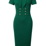 Round Neck Tie Front Short Sleeve Buttoned Dress