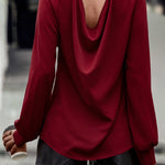 Cutout Gathered Detail Mock Neck Top