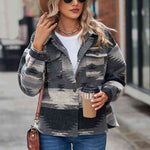 Printed Collared Neck Jacket