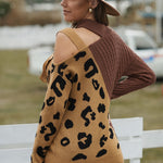 Leopard  Block Turtleneck Sweater