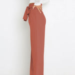 Tie Front Paperbag Wide Leg Pants