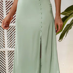 Decorative Buttons Split Midi Skirt