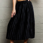 Ninexis Accordion Pleated Flowy Midi Skirt