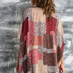 Leopard Patchwork Open Front Cardigan