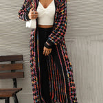 Multicolored Open Front Fringe Hem Cardigan